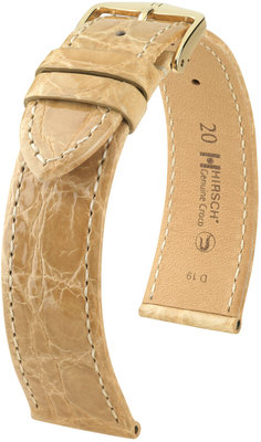 Beige leather strap Hirsch Genuine Croco L 18920890-1 (Crocodile leather) Hirsch selection