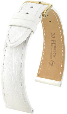 White leather strap Hirsch Genuine Croco L 18920800 (Crocodile leather) Hirsch selection