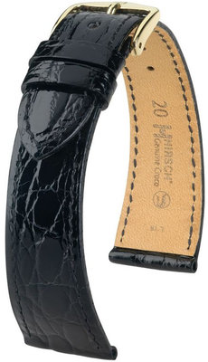 Black leather strap Hirsch Genuine Croco L 18920850-1 (Crocodile leather)