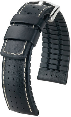 Black strap Hirsch Tiger L 0915075050-2 (Calfskin / natural rubber)