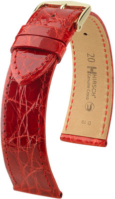 Red leather strap Hirsch Genuine Croco L 18920820-1 (Crocodile leather) Hirsch selection