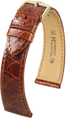Brown leather strap Hirsch Genuine L Croco 18920870-1 (Crocodile leather)