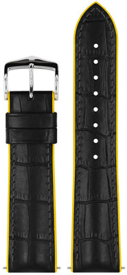 Leather strap Hirsch Andy L 0927228050-2, black, calfskin/natural rubber, length L, Quick Release