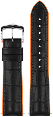 Leather strap Hirsch Andy L 0927628050-2, black, calfskin/natural rubber, length L, Quick Release
