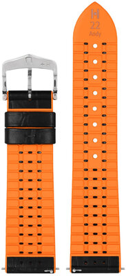 Leather strap Hirsch Andy L 0927628050-2, black, calfskin/natural rubber, length L, Quick Release