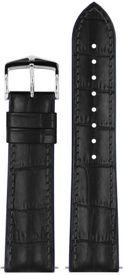 Leather strap Hirsch Andy L 0928028050-2, black, calfskin/natural rubber, length L, Quick Release