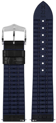 Leather strap Hirsch Andy L 0928028050-2, black, calfskin/natural rubber, length L, Quick Release
