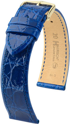 Blue leather strap Hirsch Genuine Croco M 18900885-1 (Crocodile leather)