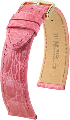 Pink leather strap Hirsch Genuine Croco L 18920825-1 (Crocodile leather)