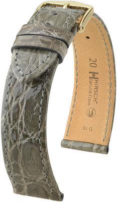 Grey leather strap Hirsch Genuine Croco L 18920830-1 (Crocodile leather) Hirsch selection