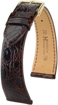 Dark brown leather strap Hirsch Genuine Croco M 18900810-1 (Crocodile leather)