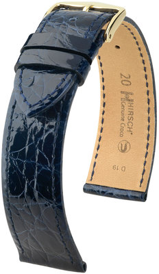 Dark blue leather strap Hirsch Genuine Croco L 18920880-1 (Crocodile leather) Hirsch selection