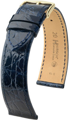 Dark blue leather strap Hirsch Genuine Croco M 18900880-1 (Crocodile leather) Hirsch selection