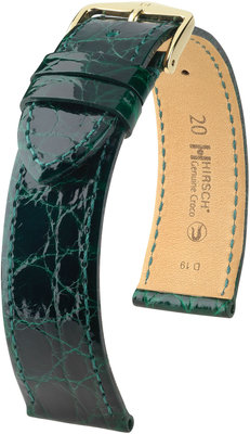 Green leather strap Hirsch Genuine Croco L 18920840-1 (Crocodile leather) Hirsch selection