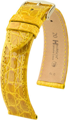 Yellow leather strap Hirsch Genuine Croco L 18920872-1 (Crocodile leather) Hirsch selection