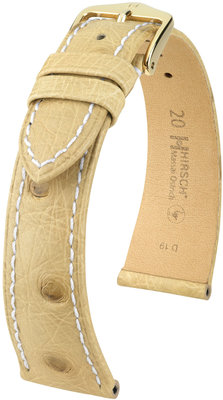 Beige leather strap Hirsch Massai Ostrich L 04262091-1 (Ostrich leather) Hirsch selection