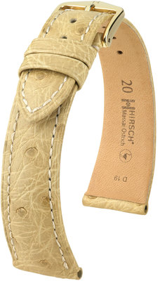 Beige leather strap Hirsch Massai Ostrich L 04362090-1 (Ostrich leather) Hirsch selection