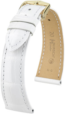 White leather strap Hirsch London M 04307100-1 (Alligator leather) Hirsch selection
