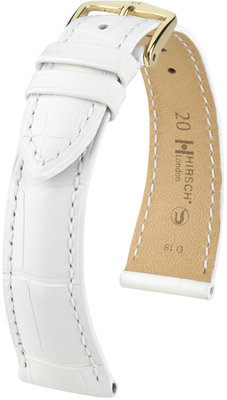 White leather strap Hirsch London M 04307109-1 (Alligator leather) Hirsch selection