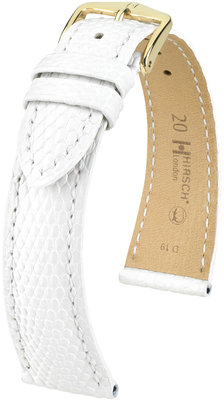 White leather strap Hirsch London M 04366100-1 (Lizard leather) HIrsch selection