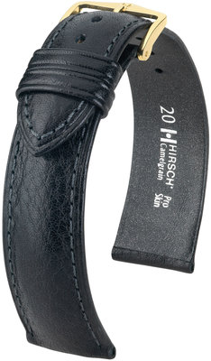 Black leather strap Hirsch Camelgrain M 01009150-1 (Calfskin)