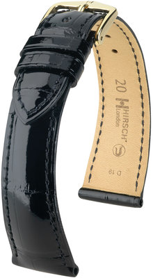 Black leather strap Hirsch London L 04307050-1 (Alligator leather) Hirsch Selection