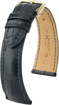 Black leather strap Hirsch London M 04307159-1 (Alligator leather)
