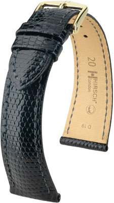 Black leather strap Hirsch London M 04366150-1 (Lizard leather) Hirsch selection