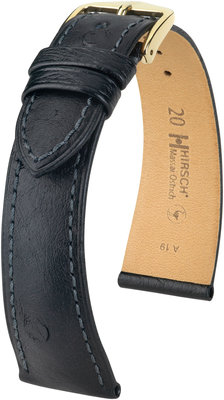Black leather strap Hirsch Massai Ostrich L 04362050-1 (Ostrich leather) Hirsch selection