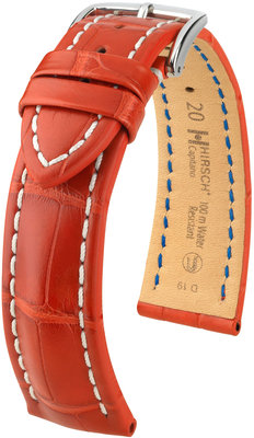 Red leather strap Hirsch Capitano L 05107029-2 (Alligator leather) Hirsch selection