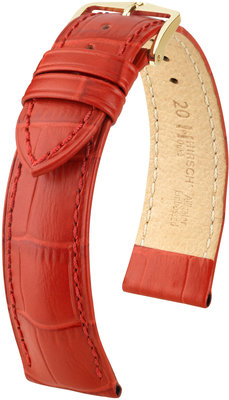 Red leather strap Hirsch Duke M 01028120-1 (Calfskin)