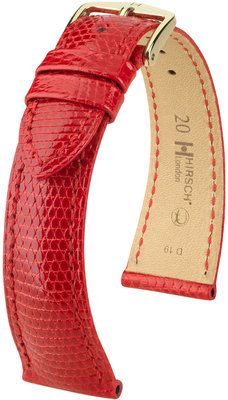 Red leather strap Hirsch London M 04366120-1 (Lizard leather) Hirsch selection