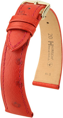 Red leather strap Hirsch Massai Ostrich L 04362020-1 (Ostrich leather) Hirsch selection