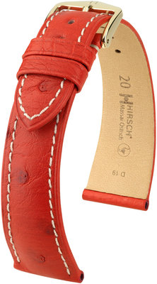 Red leather strap Hirsch Massai Ostrich L 04362021-1 (Ostrich leather) Hirsch selection