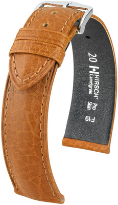 Brown leather strap Hirsch Camelgrain XL 01009210-2 (Calfskin)