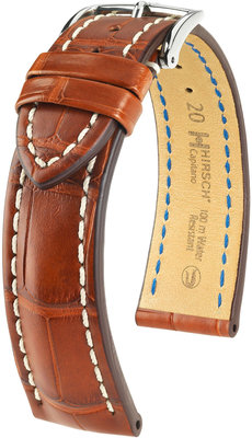 Brown leather strap Hirsch Capitano L 05107079-2 (Alligator leather)