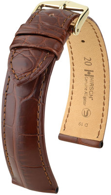 Brown leather strap Hirsch Genuine Alligator M 10200719-1 (Alligator leather)
