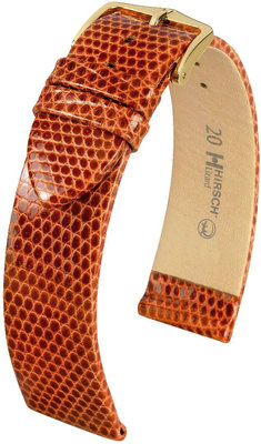 Brown leather strap Hirsch Lizard M 01766170-1 (Lizard leather)