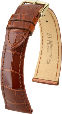Brown leather strap Hirsch London L 04307070-1 (Alligator leather) Hirsch selection