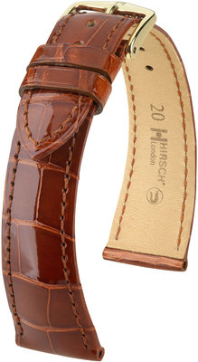 Brown leather strap Hirsch London M 04307170-1 (Alligator leather) Hirsch selection