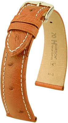 Brown leather strap Hirsch Massai Ostrich L 04362071-1 (Ostrich leather) Hirsch selection