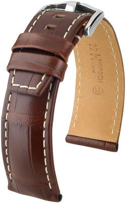 Brown leather strap Hirsch Tritone L 08607018-2 (Alligator leather)