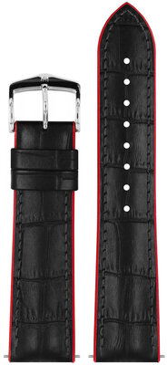 Leather strap Hirsch Andy L 0922028050-2, black, calfskin/natural rubber, length L, Quick Release
