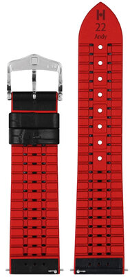 Leather strap Hirsch Andy L 0922028050-2, black, calfskin/natural rubber, length L, Quick Release