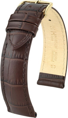 Leather strap Hirsch Duke L 01028010OE-1, brown, calfskin, open end (for fixed spring bars), length L, Quick Release