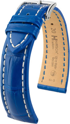 Blue leather strap Hirsch Capitano L 05107085-2 (Alligator leather) Hirsch selection