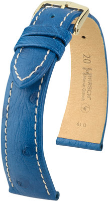 Blue leather strap Hirsch Massai Ostrich L 04362084-1 (Ostrich leather) Hirsch selection