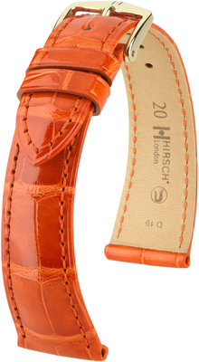 Orange leather strap Hirsch London M 04307177-1 (Alligator leather) Hisch selection