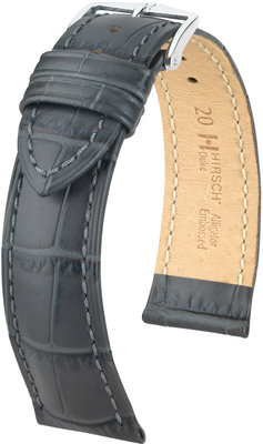 Grey leather strap Hirsch Duke L 01028030-2 (Calfskin)