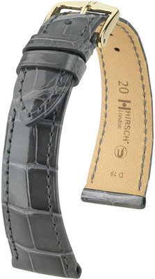 Grey leather strap Hirsch London M 04307130-1 (Alligator leather) Hirsch selection